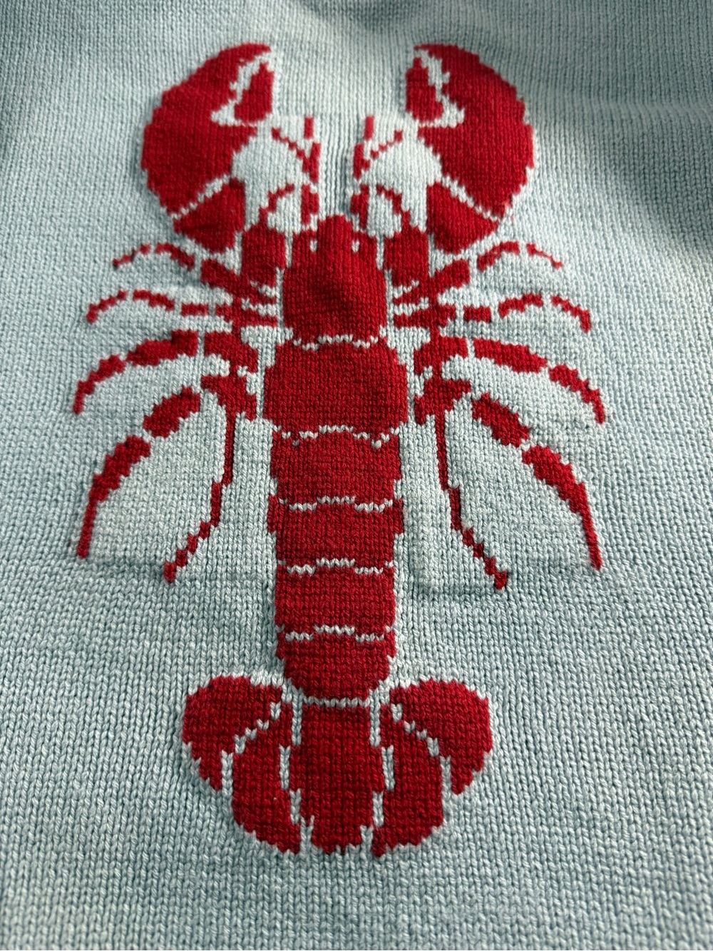 Mighty Fine Light Blue Crewneck Sweater with Red Lobster - Picture 3 of 5